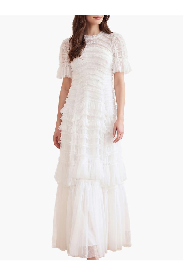 Valentine Ruffle Maxi Gown, Main, color, Swan White