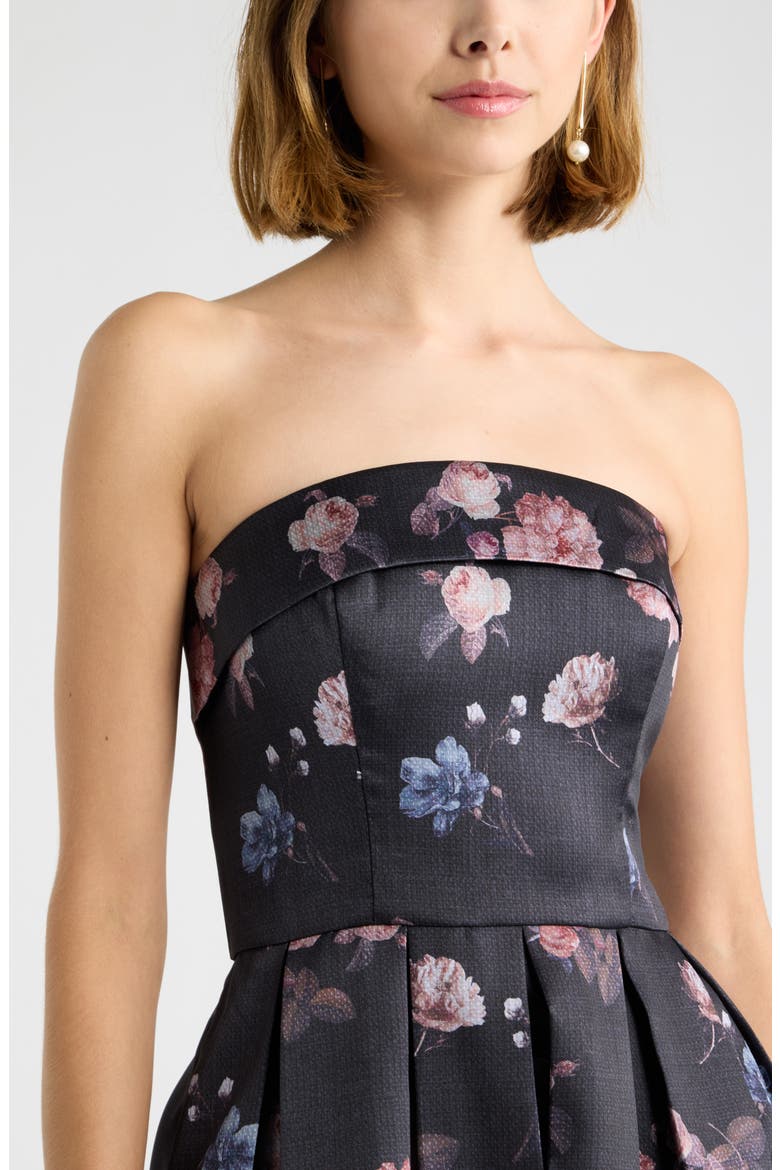 Floral Print Strapless Maxi Dress, Alternate, color, BLACK MULTI EMMA FLORAL