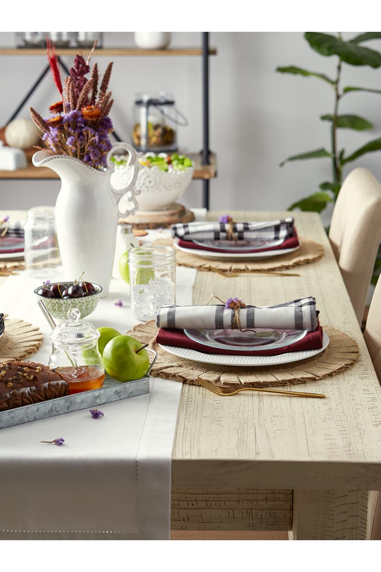 Natural Jute Round Ruffle Trim Placemat Set/6, Alternate, color, Natural