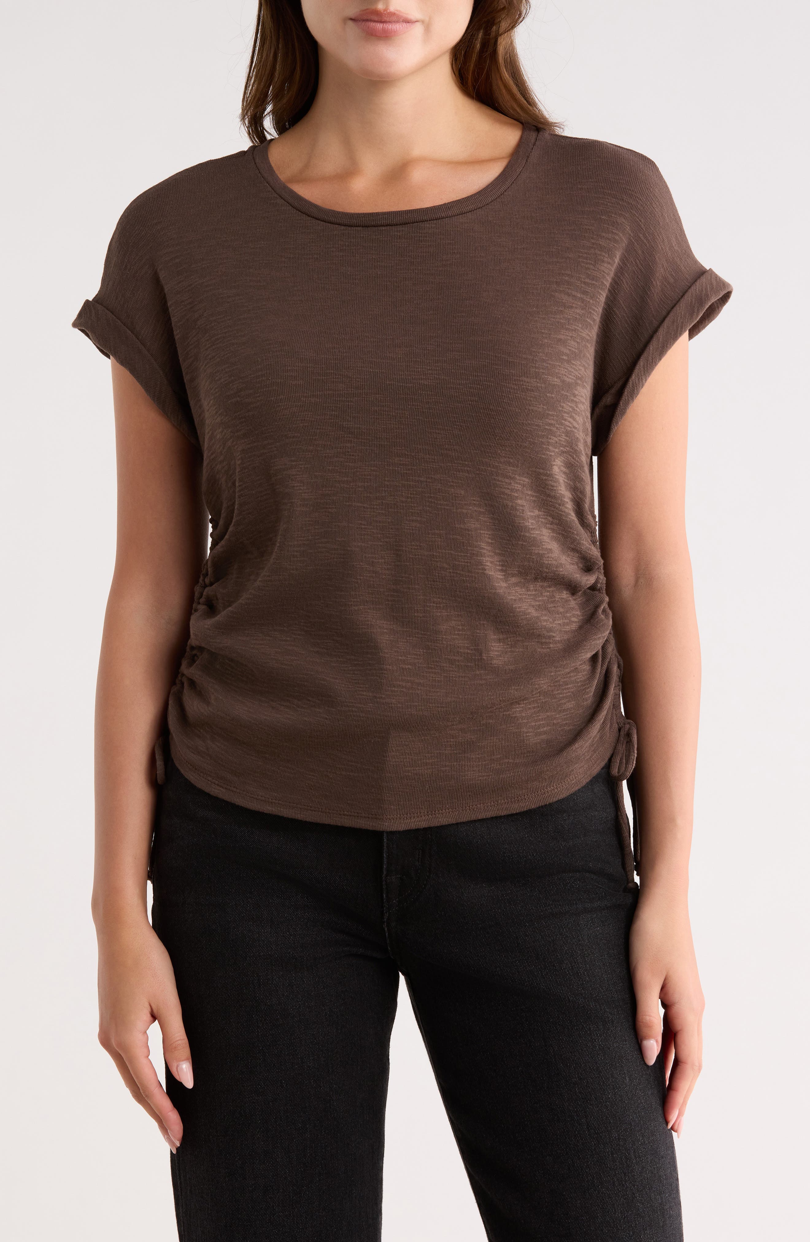 Bobeau Shirred Side Tie T-Shirt