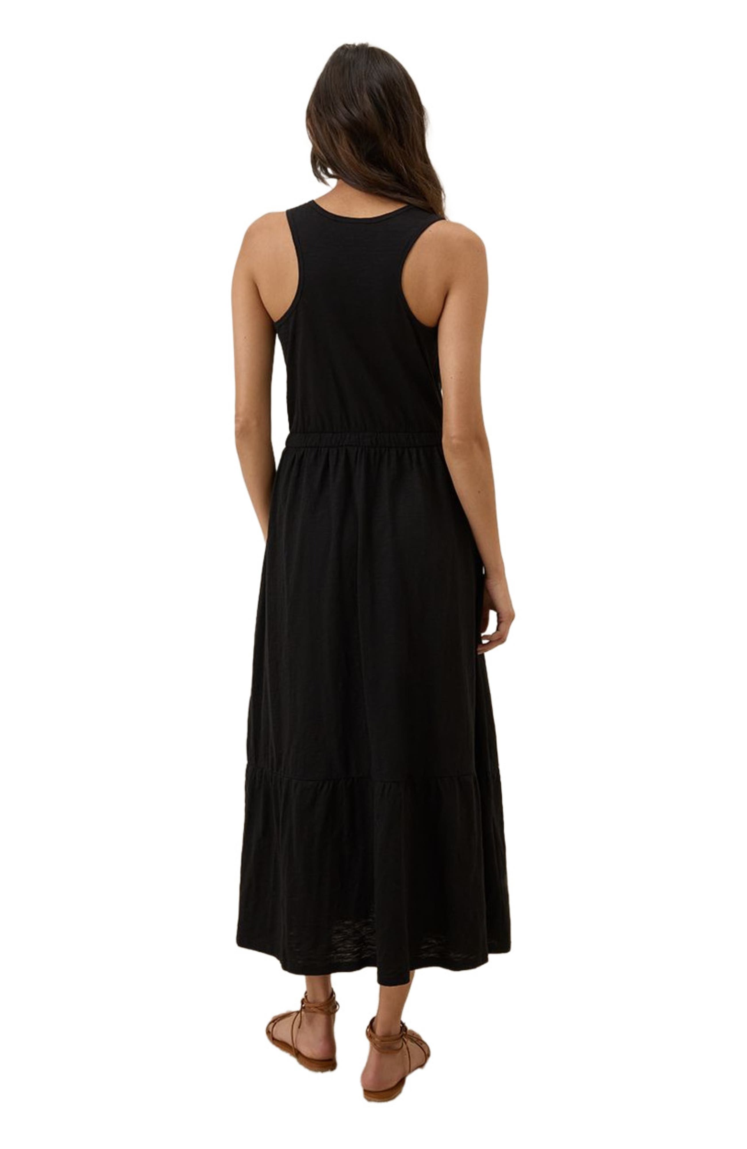 black tank maxi dress AherBiu Dresses for Women Ribbed Drawstring Slit Thigh High Sleeveless Summer Beach Wear Solid Long Dress, Women's, Size: Small, Practical pockets for added convenience SIZE Luxe Tank Maxi Dress Black