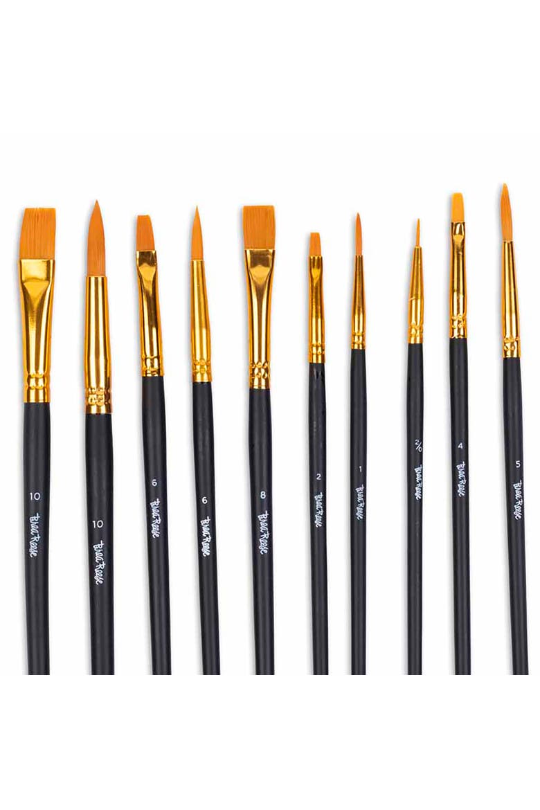 Brush Set Value Pack 10Pc Gold Taklon Bristles, Alternate, color, Gold