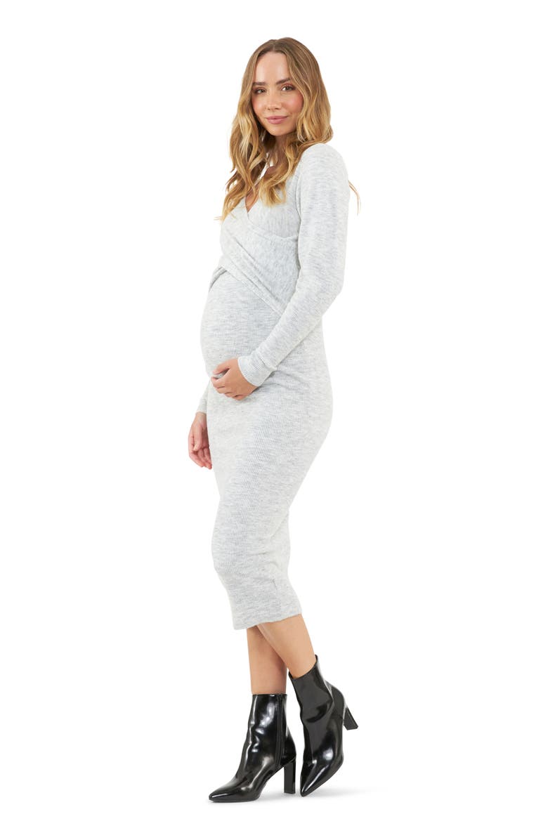 Ripe Maternity Heidi Nursing Knit Dress, Alternate, color, Snow Marle