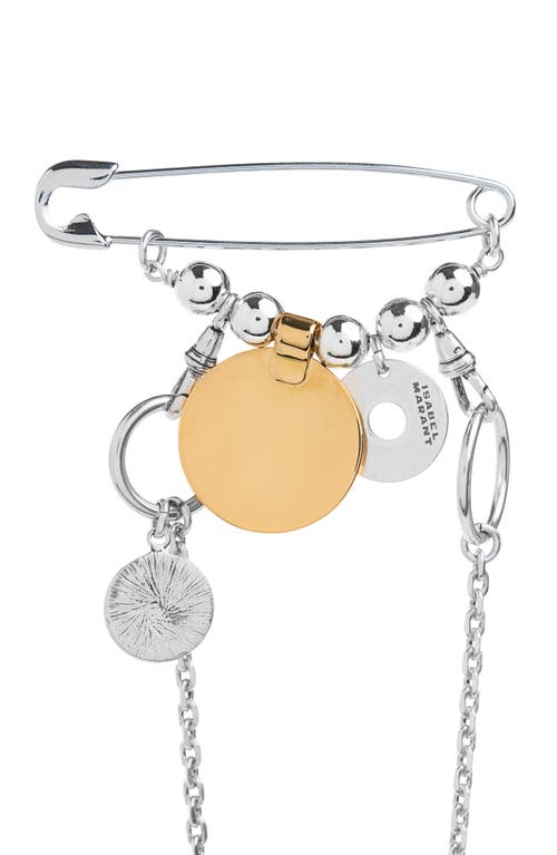 Isabel Marant Bonnie Charm & Draped Chain Brooch In Metallic