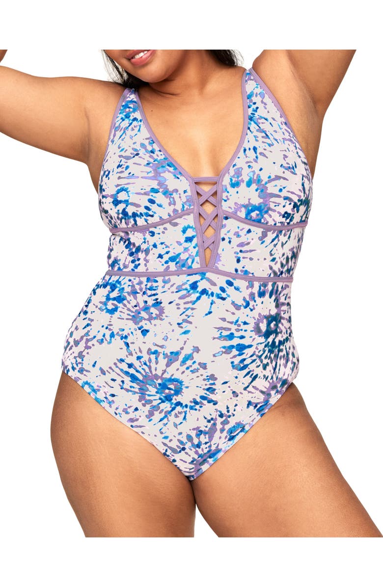 Adore Me Andressa Swimwear One-Piece, Main, color, Tie Dye White