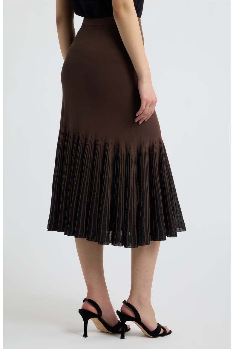 Pleat Trim Sweater Skirt, Alternate, color, BROWN BLACK ORGANZA