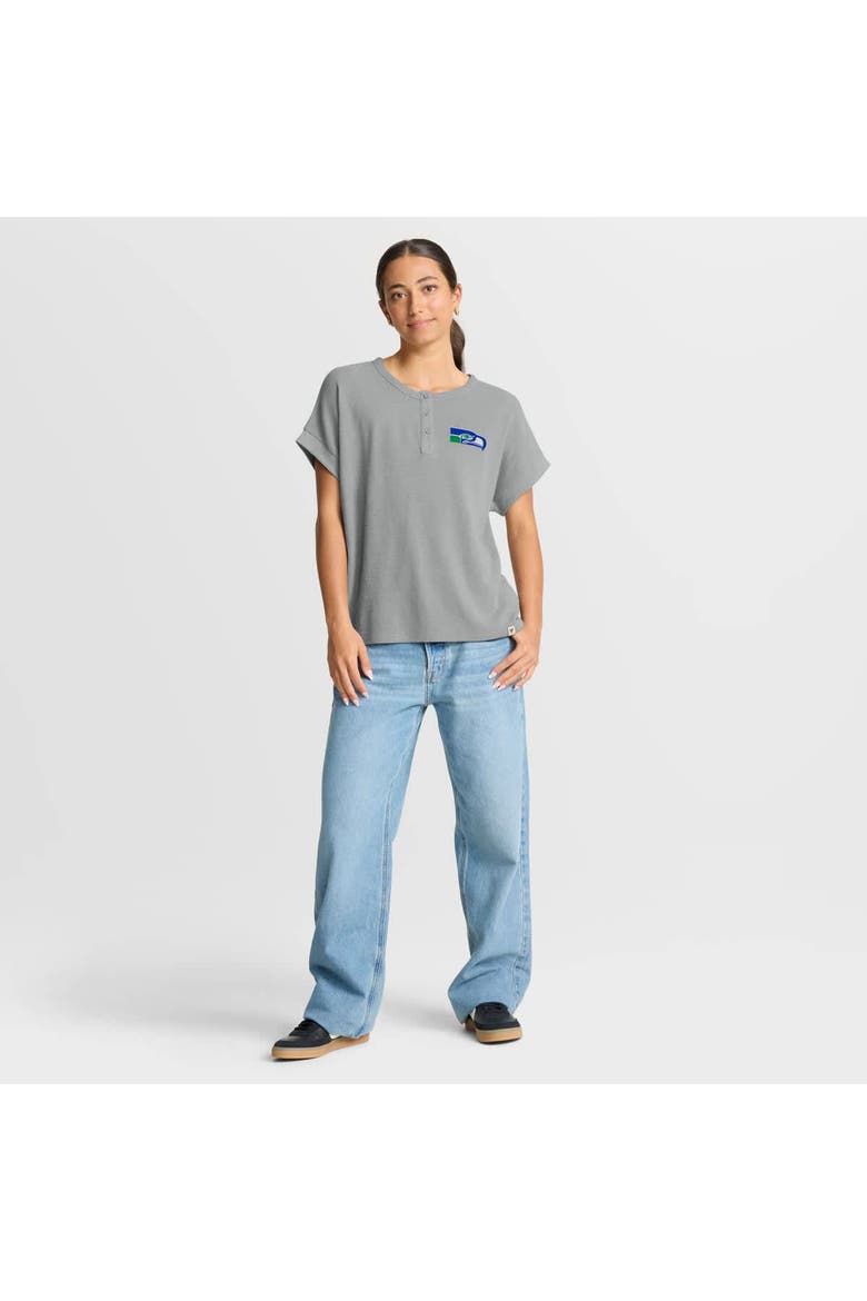 Women's Fanatics Heather Gray Seattle Seahawks Oversized Hometown Premium Henley Shirt, Alternate, color, Heather Gray