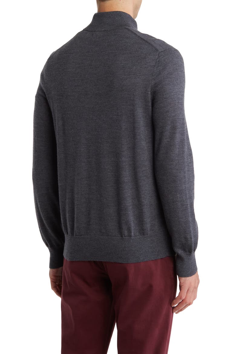 Merino Wool Quarter Zip Pullover, Alternate, color, CHARCOAL