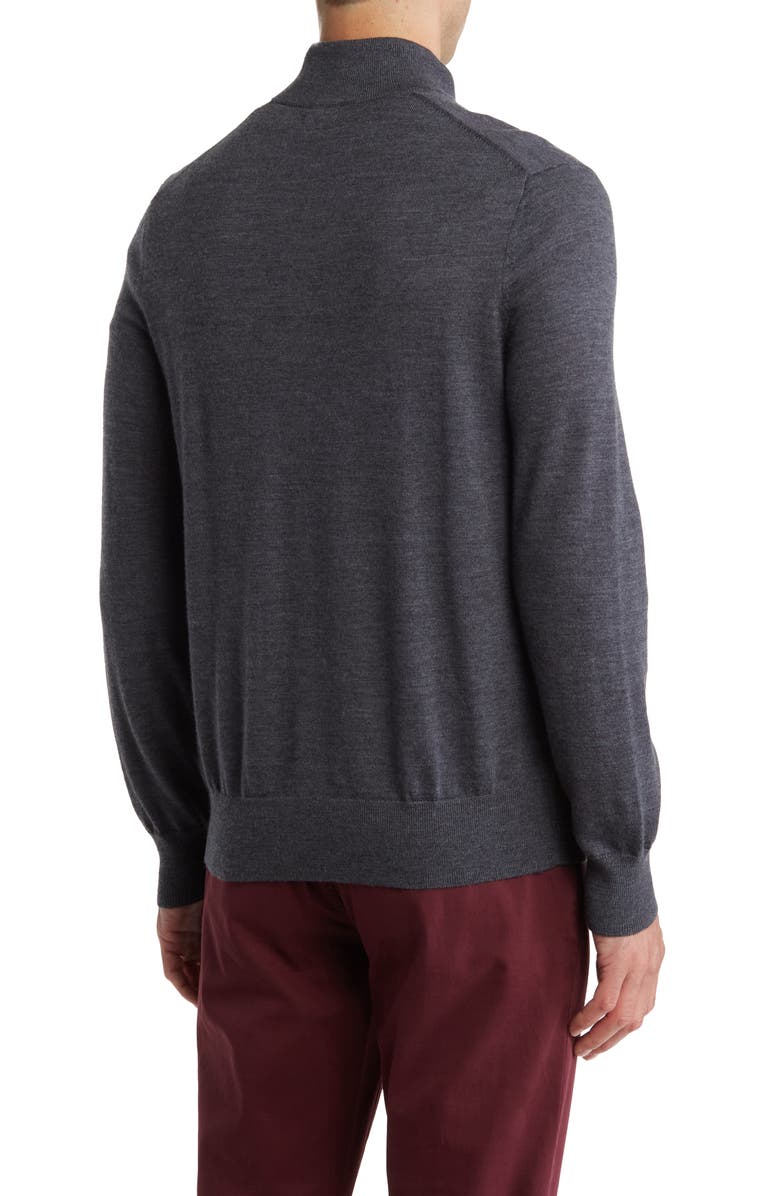 Brooks Brothers Merino Wool Quarter Zip Pullover, Alternate, color, Charcoal