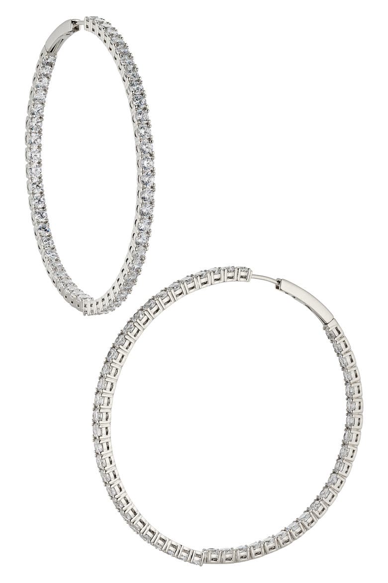 Perfect Inside Out Hoop Earrings, Main, color, RHODIUM