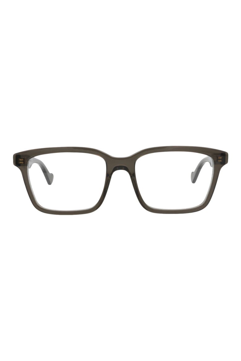 55mm Rectangular Optical Glasses, Main, color, BROWN BROWN TRANSPARENT
