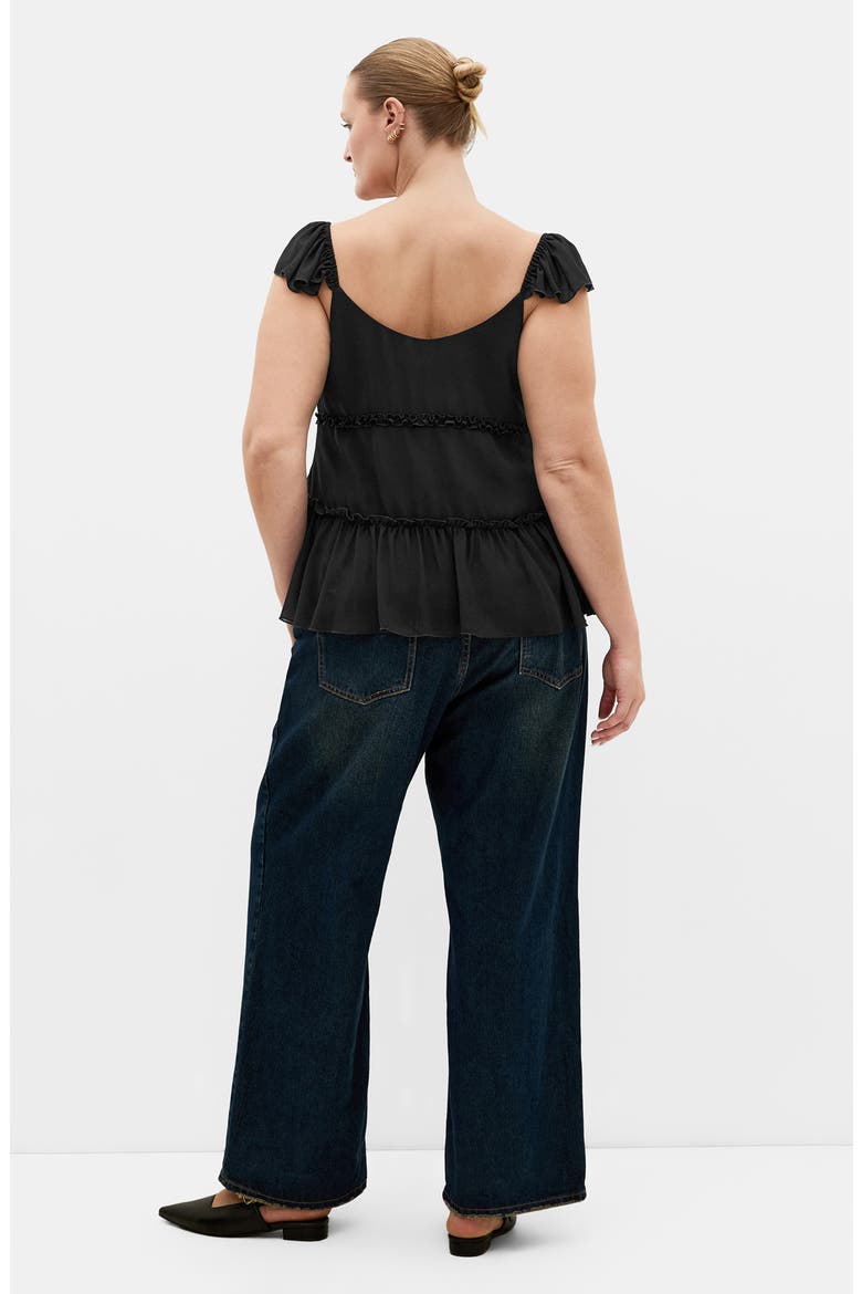 Bryn Ruffle Chiffon Peplum Top, Alternate, color, BLACK