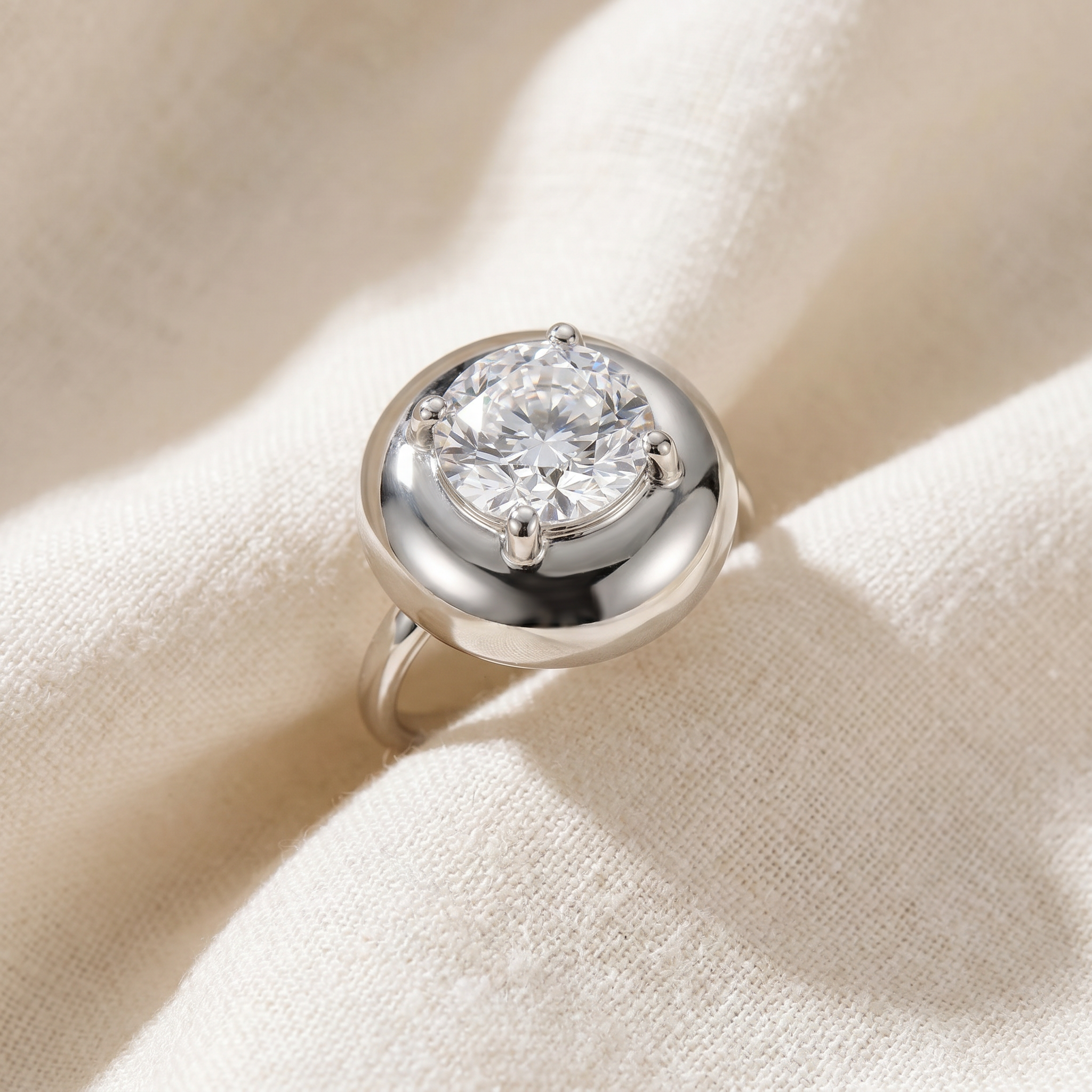 Bliss Diamond 2Ct Diamond Bezel Stackable Button Engagement Ring Lab ...