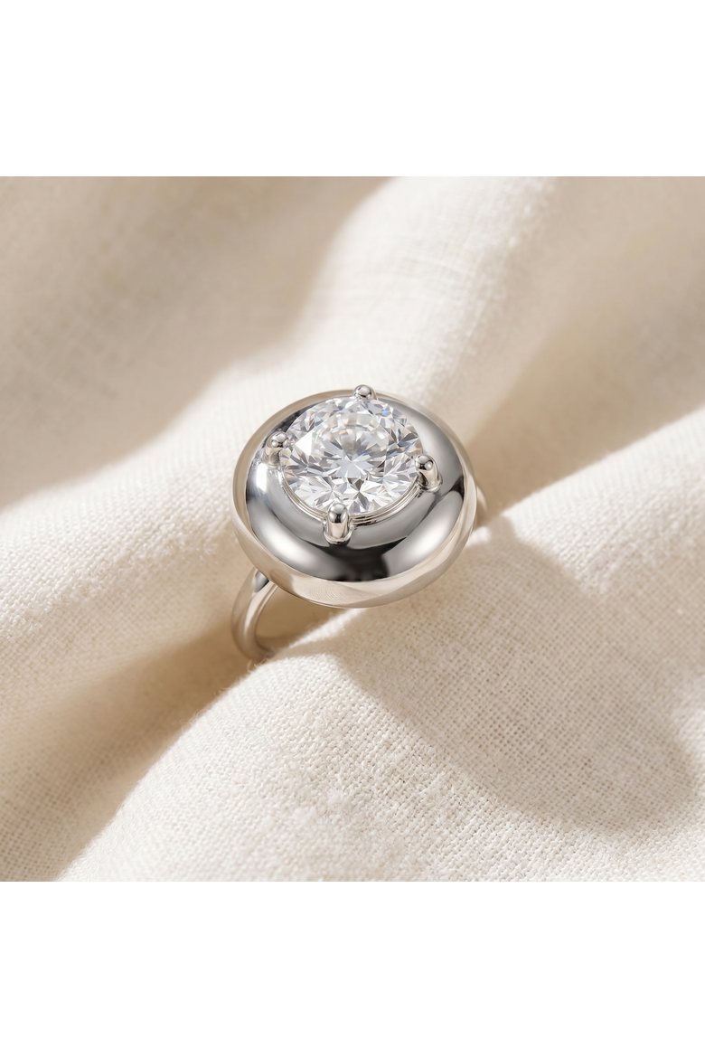 2Ct Diamond Bezel Stackable Button Engagement Ring Lab Grown, Alternate, color, 14k Yellow Gold