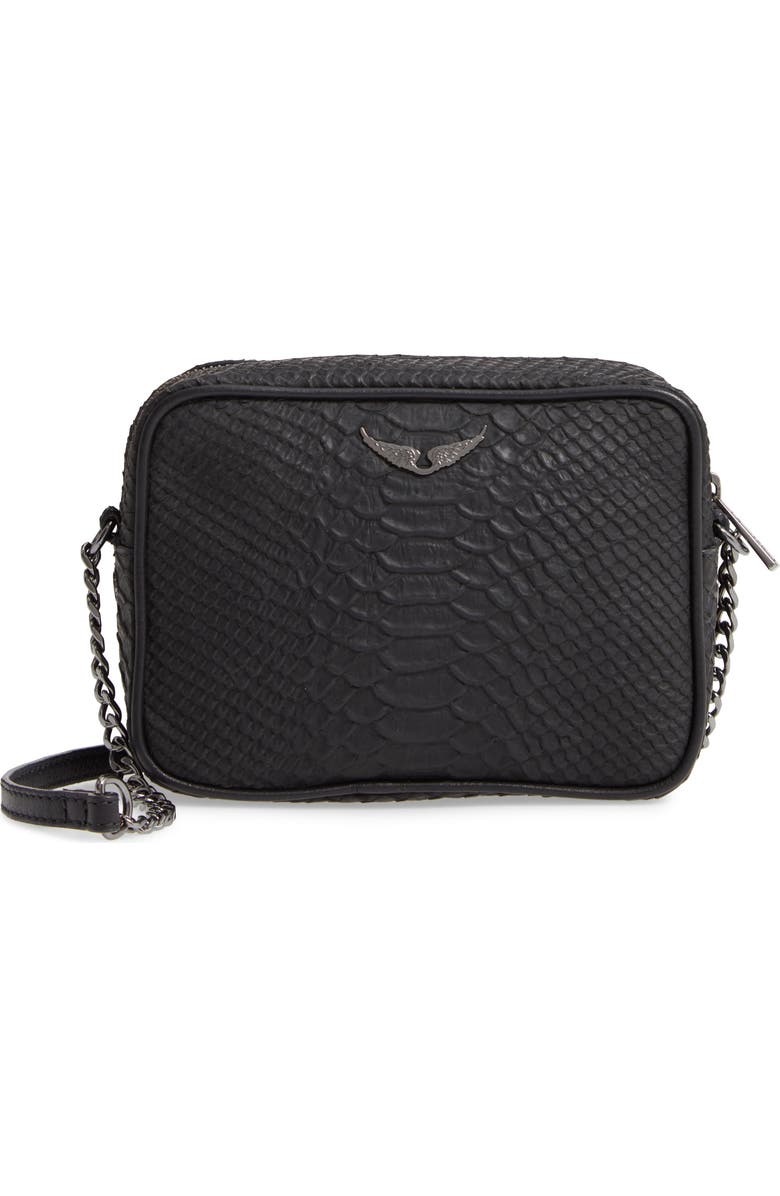 Zadig & Voltaire XS Boxy Savage Croc Embossed Leather Crossbody Bag, Main, color,