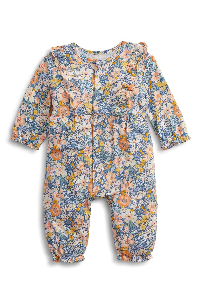 Flora Ruffle Romper, Main, color, BLUE