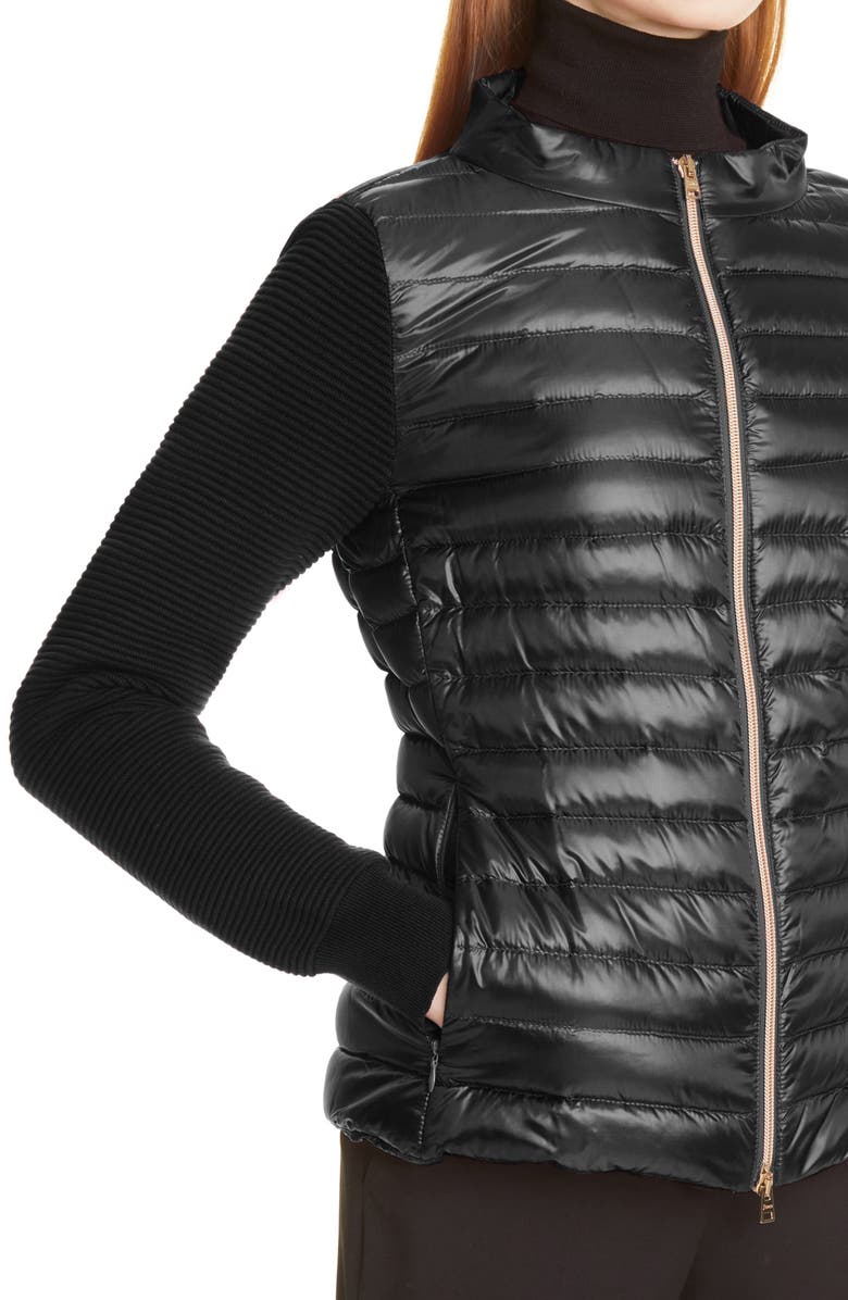 Herno Quilted Down & Knit Cardigan, Alternate, color,