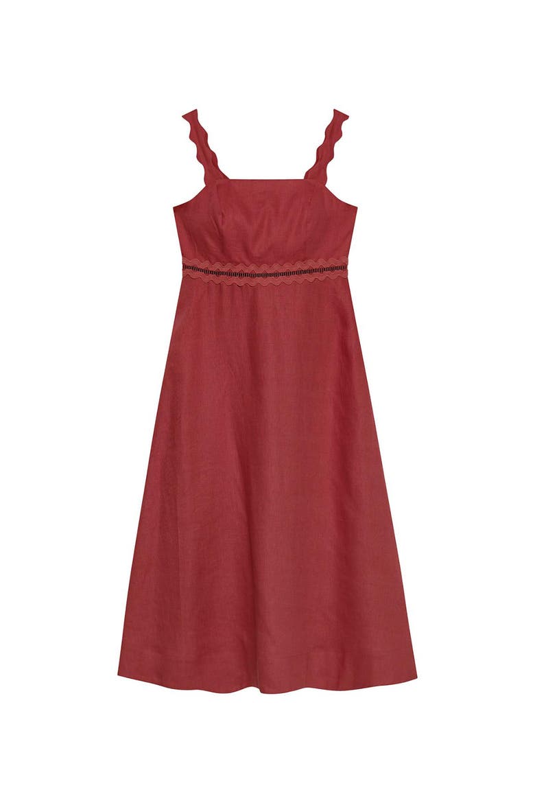 Linen Midi Dress, Alternate, color, Burgundy