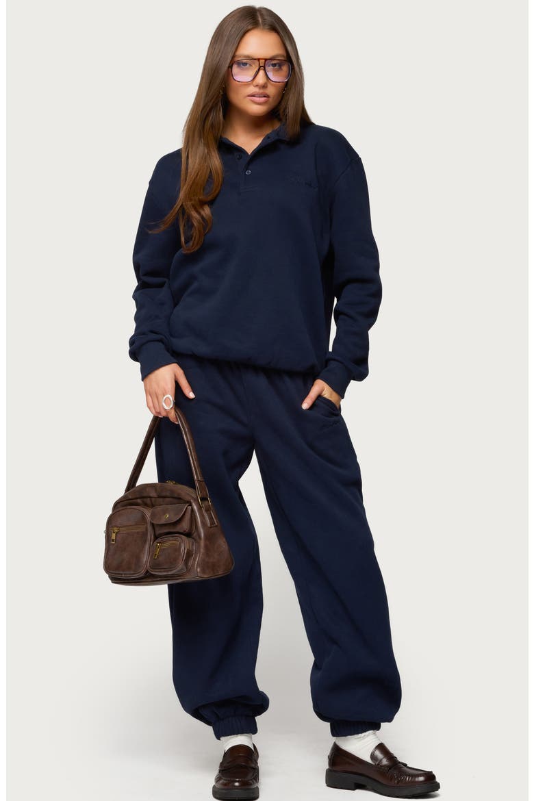 Jayce Oversized Polo Sweatshirt, Alternate, color, NAVY