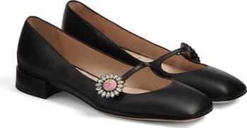 バレエシューズ VALENTINO PRESHOES LEATHER BALLERINAS Preshoes Ballerinas With Straps In Kidskin With Jewel