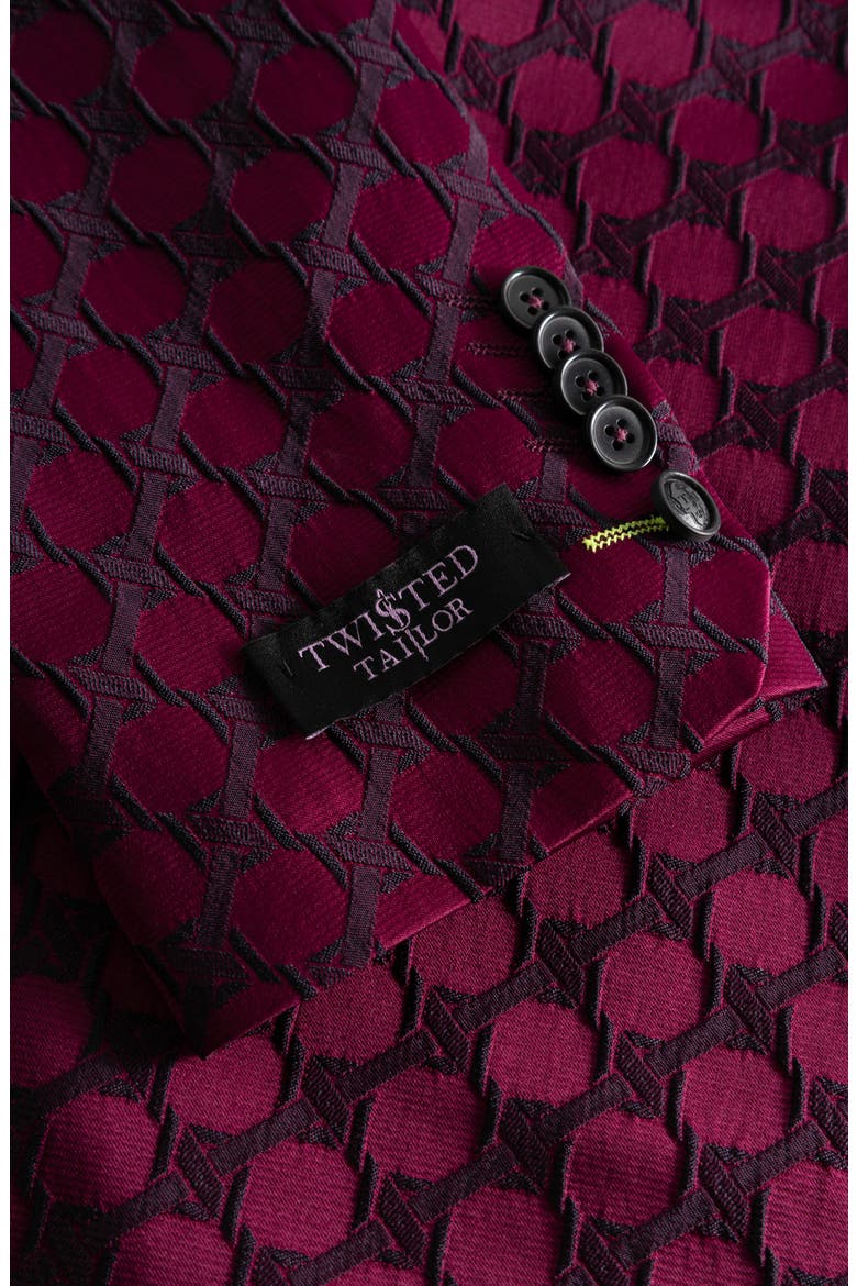 Papatya Slim Fit Burgundy Jacquard Suit Jacket, Alternate, color, BURGUNDY
