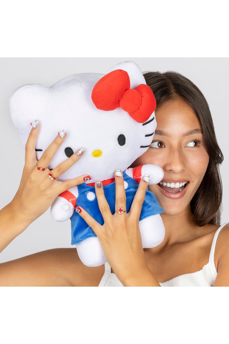 Hello Kitty 3D Handmade Luxury Press-On Nails - 24-Piece Kit, Alternate, color, Red, Silver