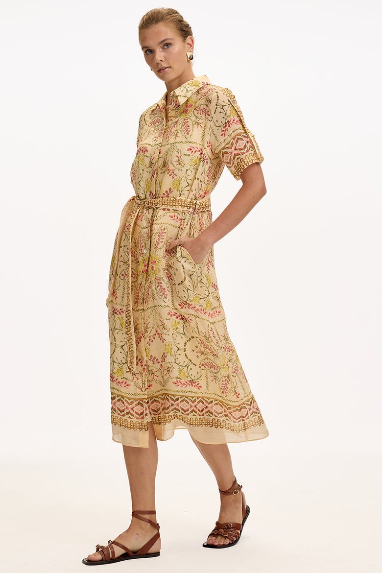 Abbey Short Sleeve Printed Midi Dress, Alternate, color, Multi Color