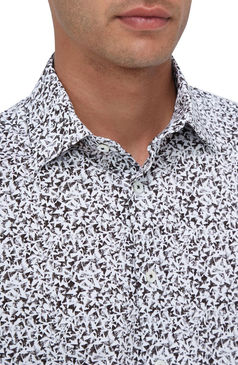 Bugatchi James OoohCotton<sup>®</sup> Mosaic Print Button-Up Shirt, Alternate, color, Black