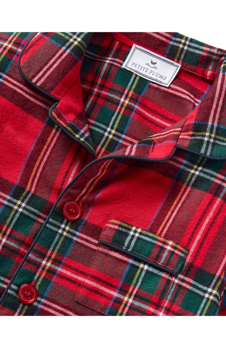 Petite Plume Kids' Tartan Two-Piece Short Pajamas, Alternate, color, Red