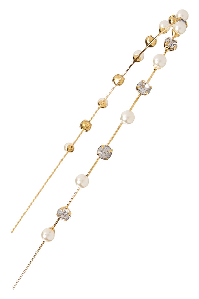 Ines Imitation Pearl and Crystal Headband, Main, color, ANTIQUE GOLD