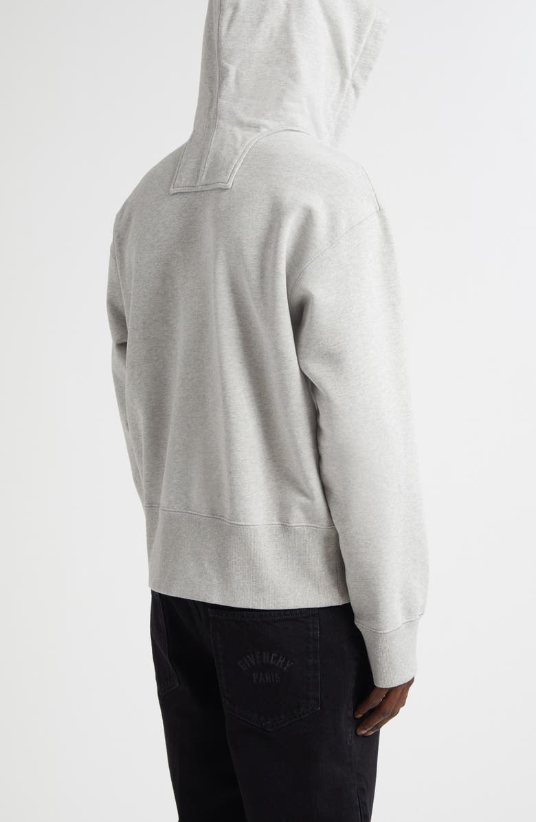 Givenchy Logo Patch Double Collar Fleece Hoodie, Alternate, color, Light Grey Melange