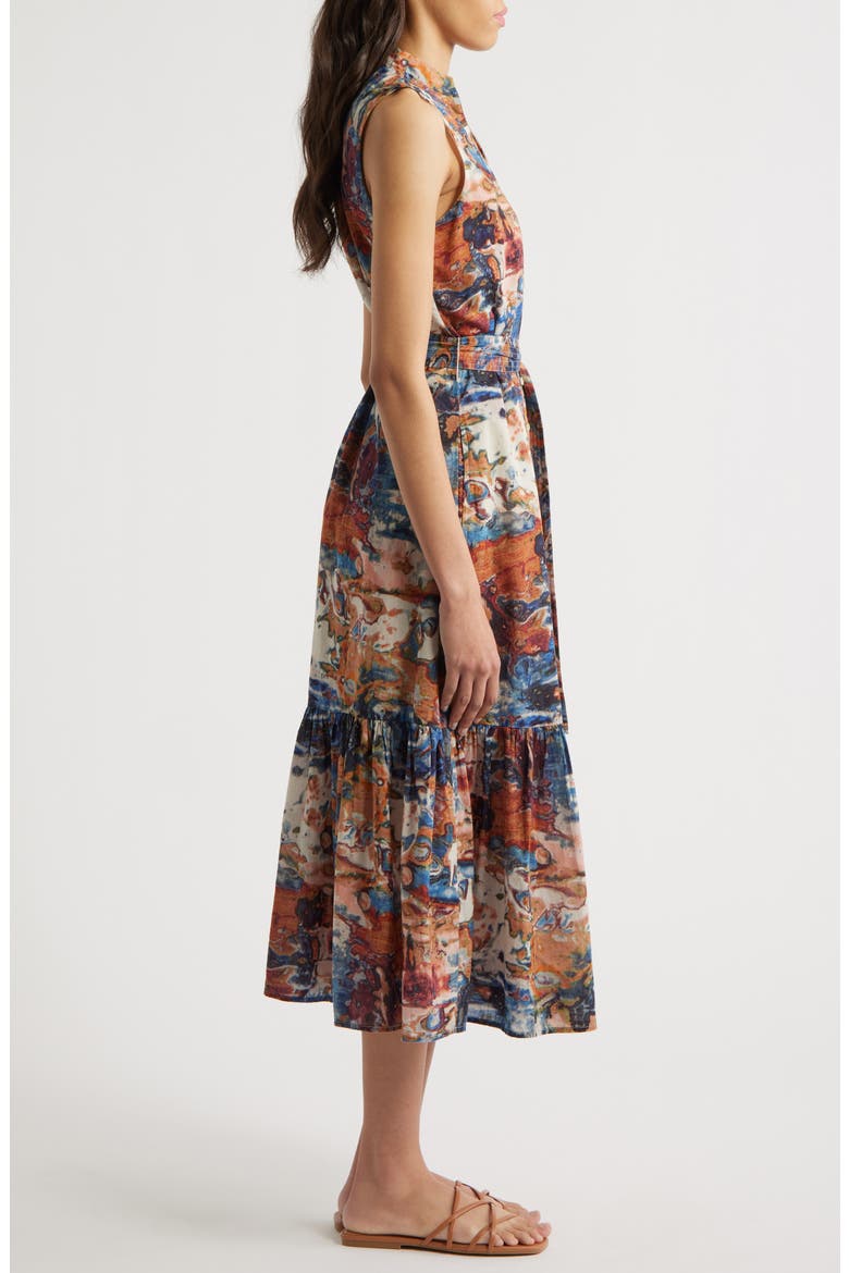 Izora Abstract Print Organic Cotton Midi Shirtdress, Alternate, color, MURANO PRINT