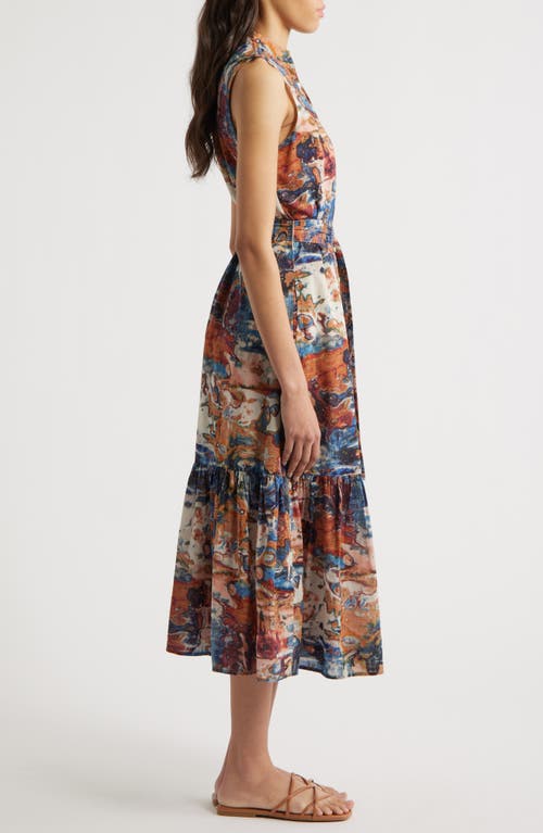 Cleobella Izora Abstract Print Organic Cotton Midi Shirtdress In Murano Print