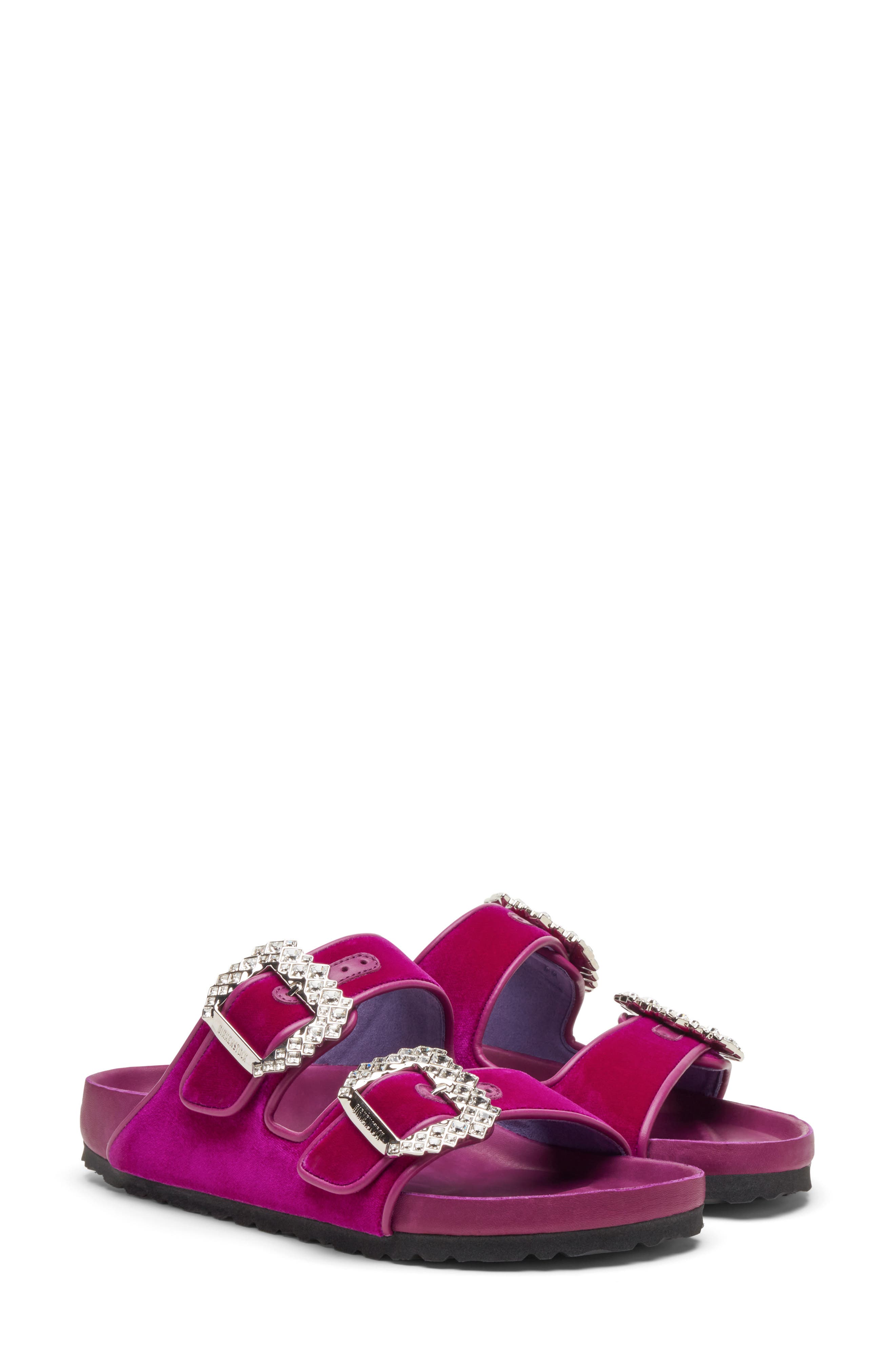 BIRKENSTOCK X MANOLO Blahnik Arizona Crystal Buckle Slide Sandal, Alternate, color, 