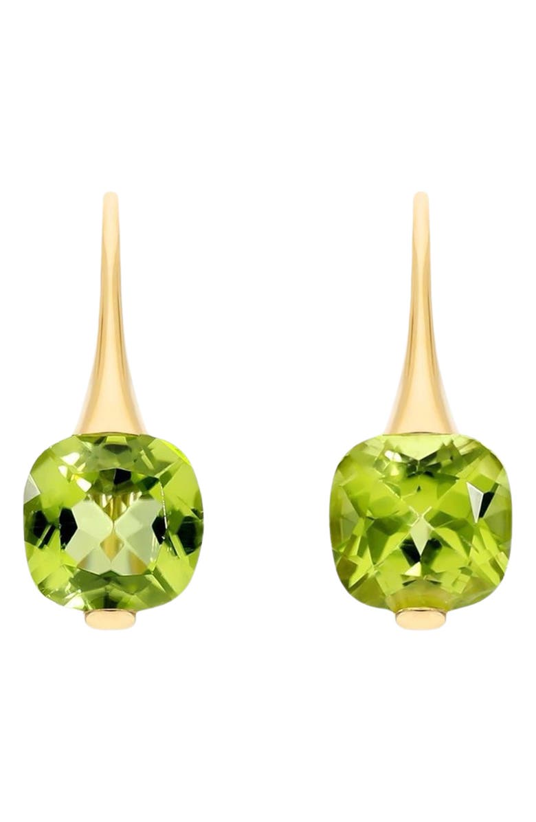 House of Frosted 14K Yellow Gold Cushion Cut Peridot Drop Earrings, Main, color, Yellow Gold