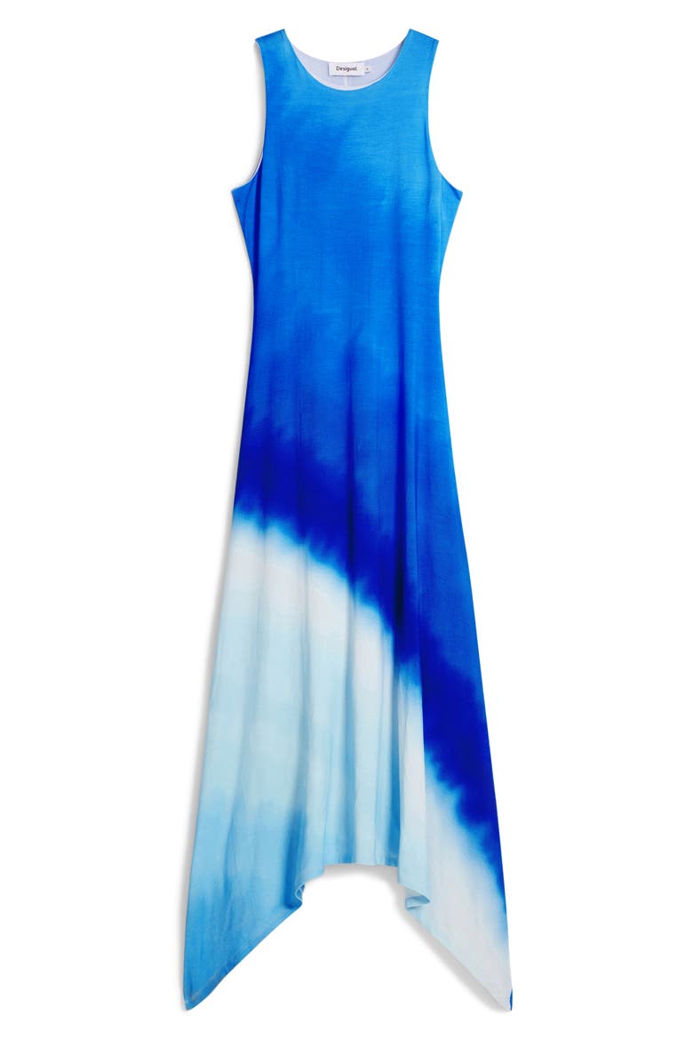 Ombré Print Sleeveless Asymmetric Maxi Dress, Alternate, color, BLUE