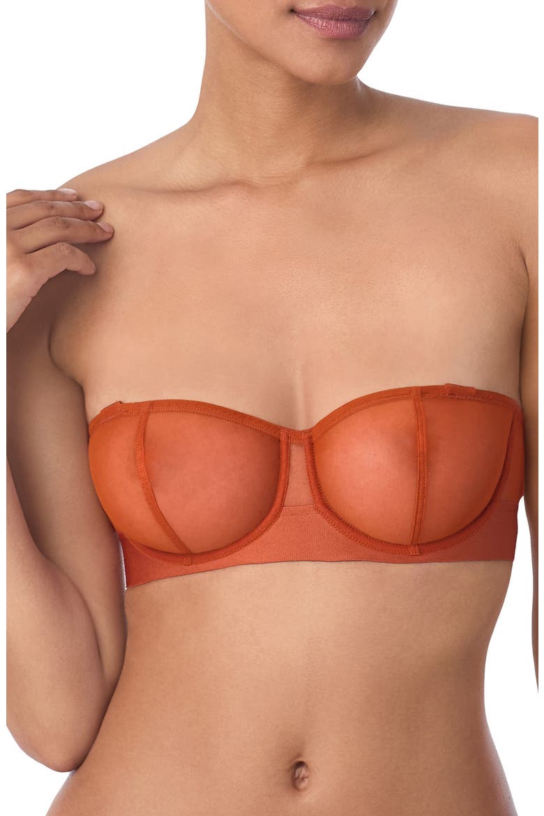 Sheers Strapless Underwire Bra, Alternate, color, COPPER