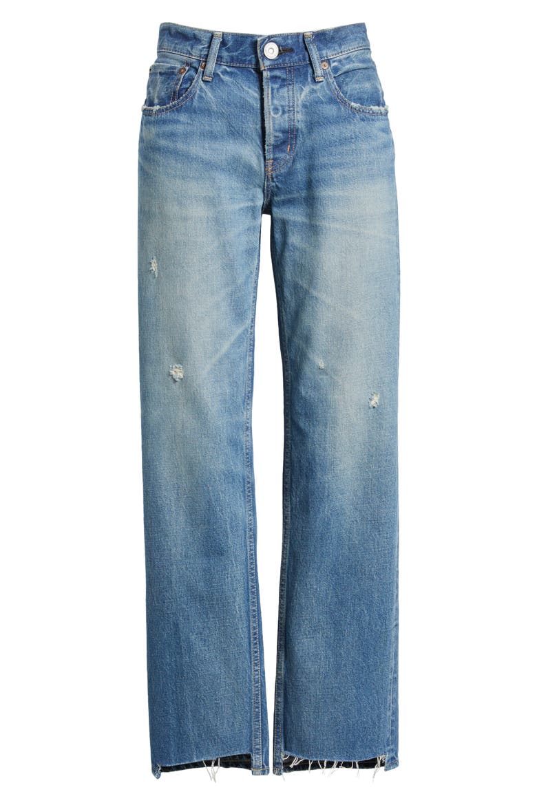 Bethpage Step Raw Hem Straight Leg Jeans, Alternate, color, BLUE