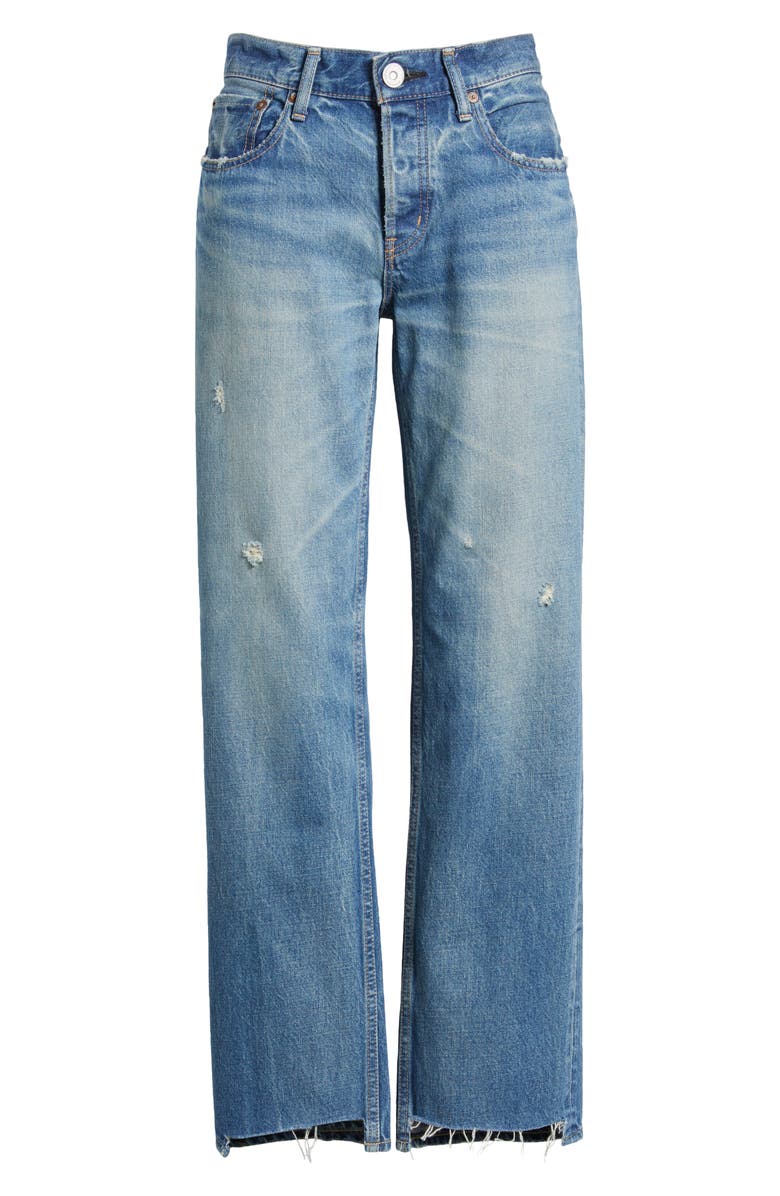MOUSSY VINTAGE Bethpage Step Raw Hem Straight Leg Jeans, Alternate, color, Blue