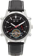 Heritor Automatic Wilhelm Day-Date Semi Skeleton Automatic Watch w/ Leather Band