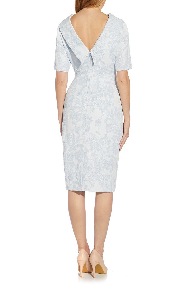 Floral Matelassé Cocktail Dress, Alternate, color, BLUE MIST