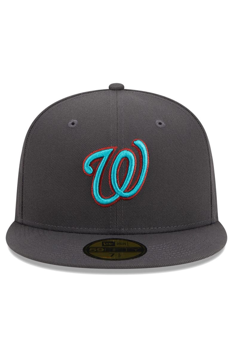 New Era Men's New Era Graphite Washington Nationals Print Undervisor 59FIFTY Fitted Hat, Alternate, color,