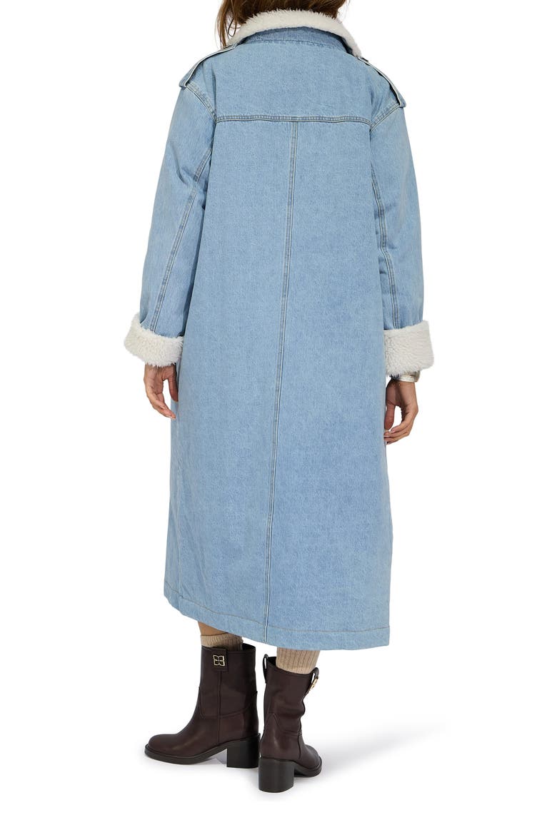Chill Rider Faux Shearling Lined Denim Coat, Alternate, color, STONEWASH