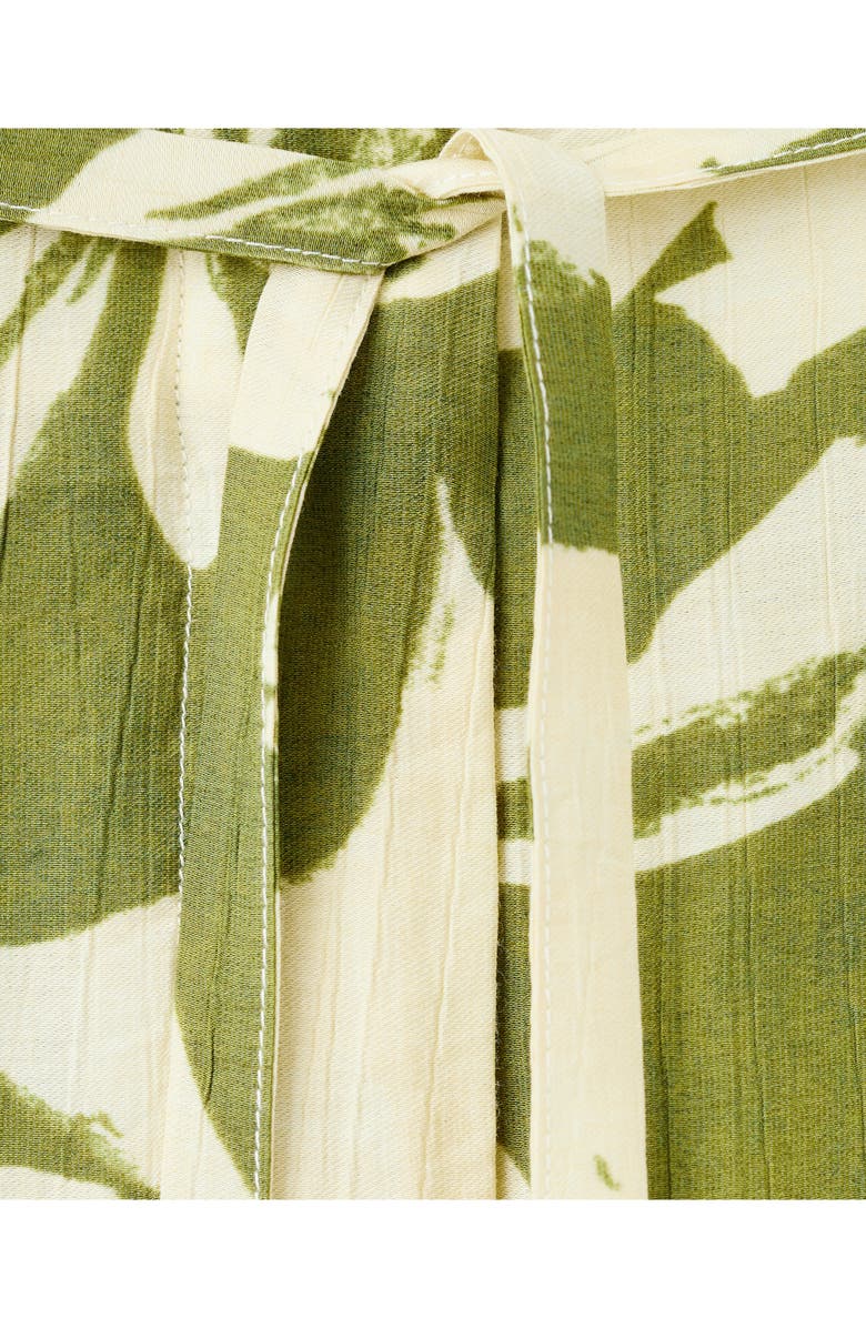 MANGO Floral Belted Straight Leg Pants, Alternate, color, Green