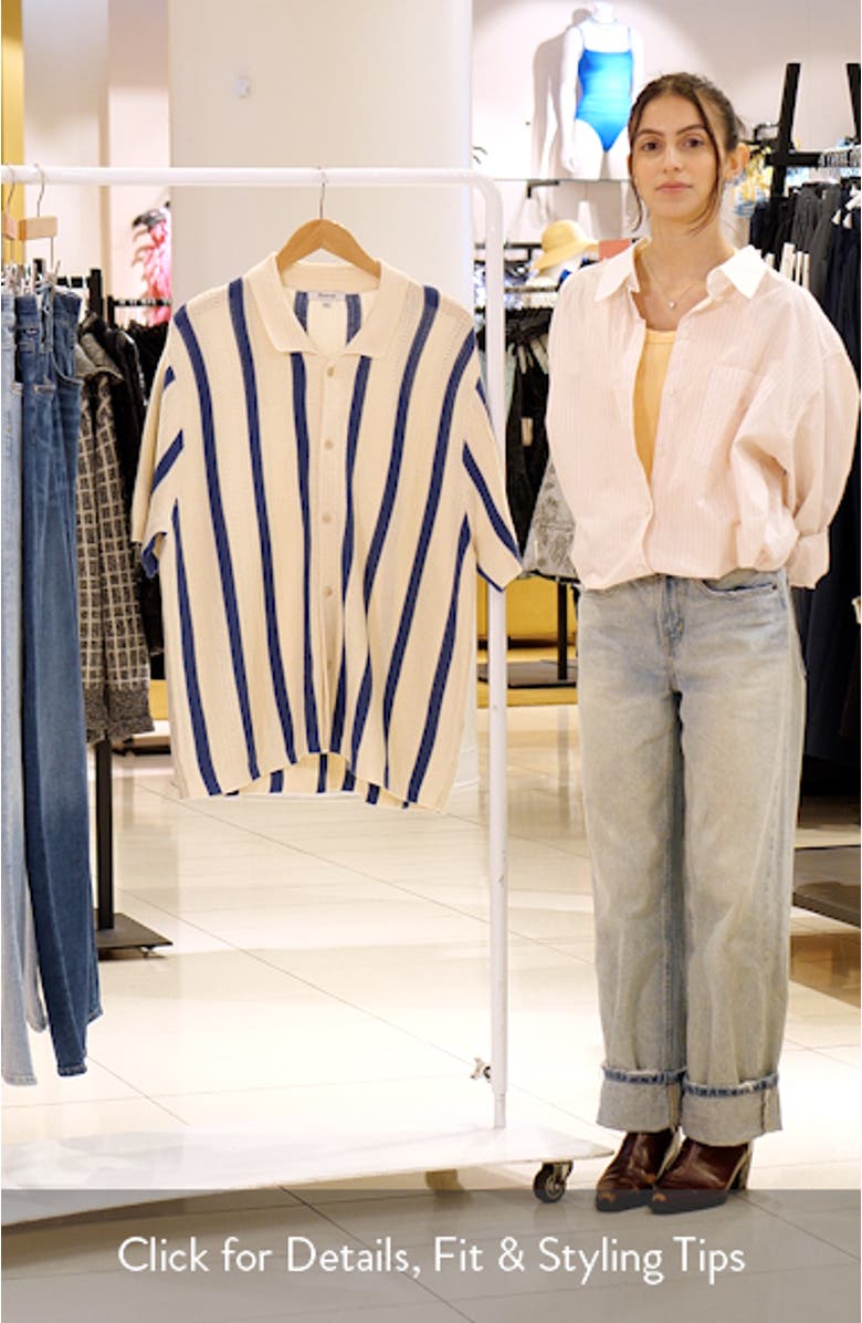 Stripe Button-Up Cotton Sweater Polo, sales video thumbnail