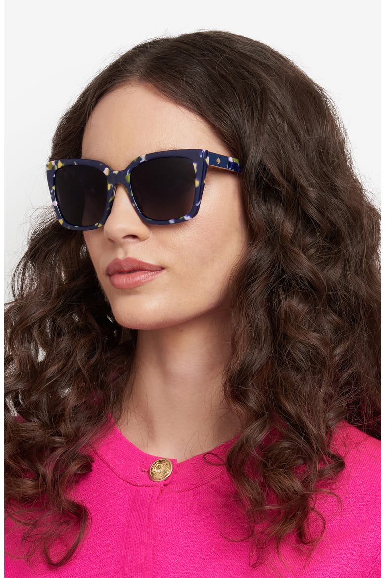 lilah 55mm gradient polarized square sunglasses, Alternate, color, BLACK MULTICOLOR/ GREY POLAR