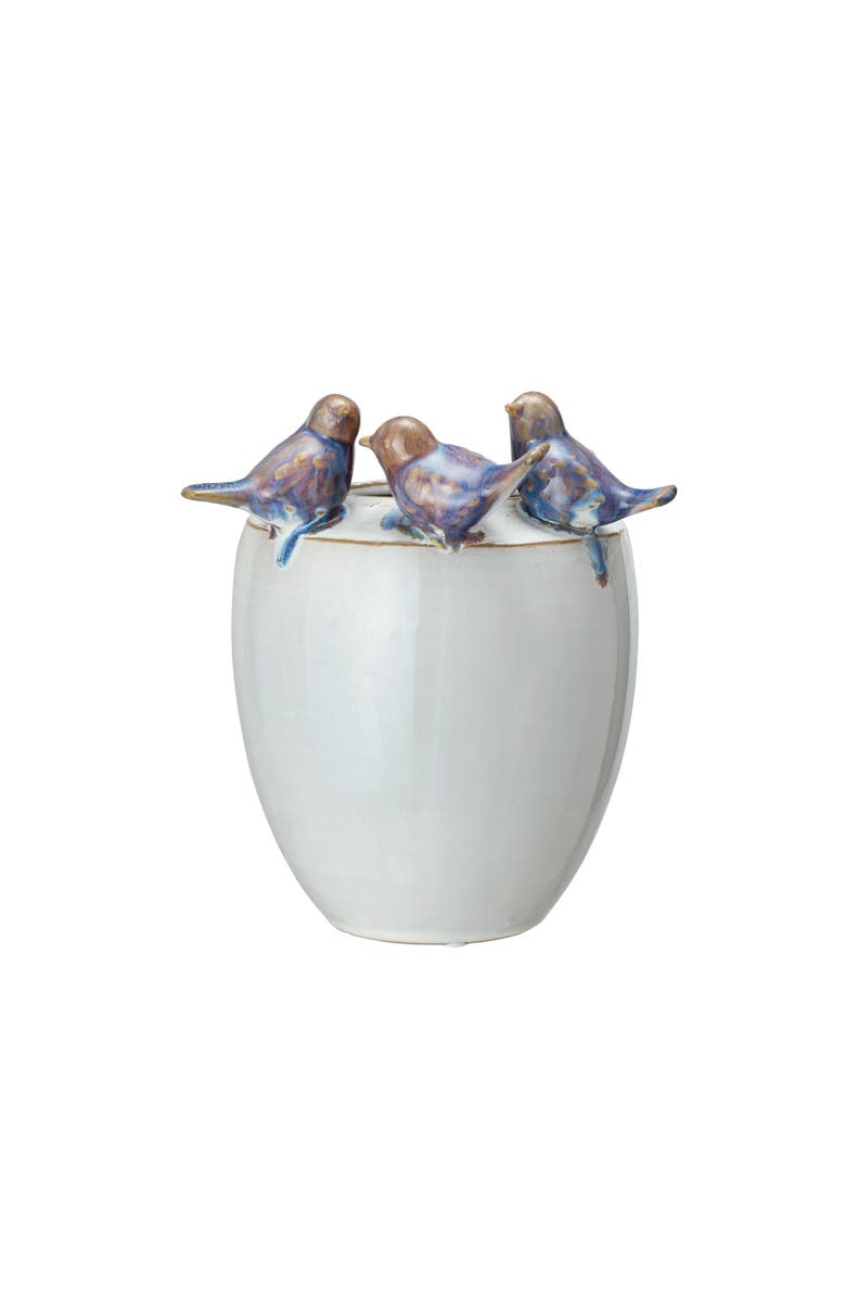 Storied Home 3D Birds Stoneware Planter/Vase, Main, color, White