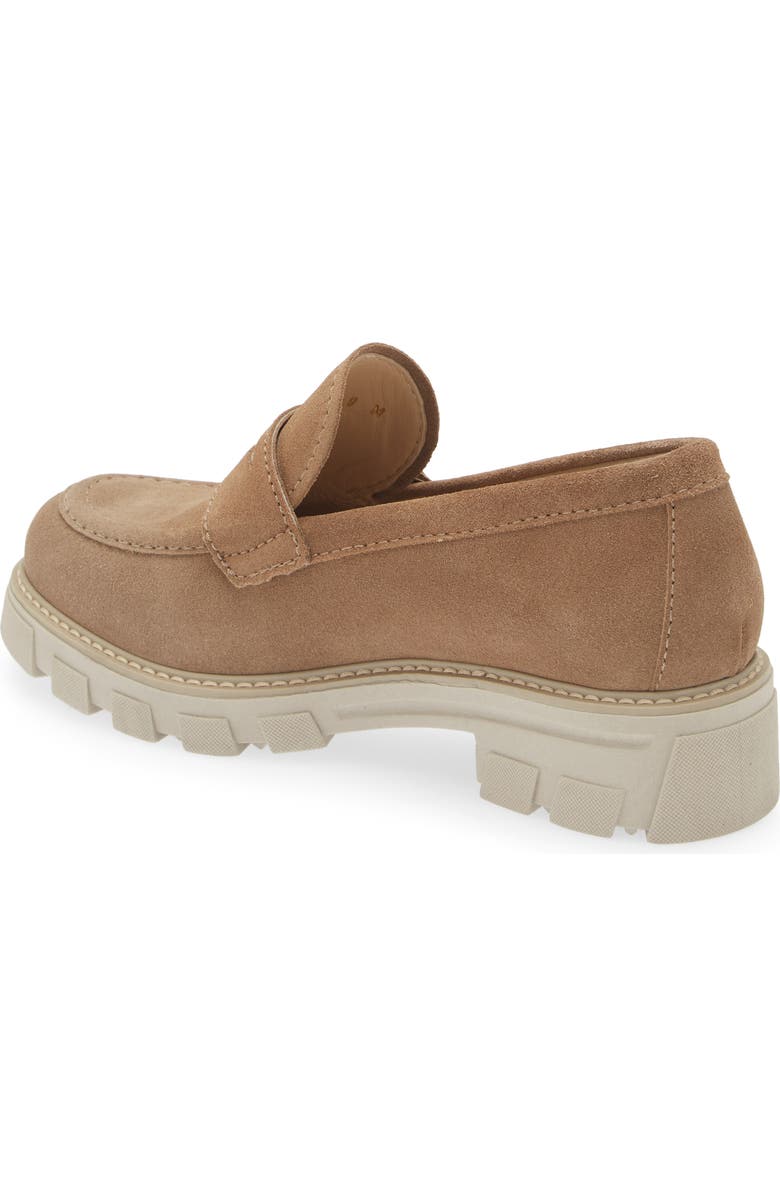 La Canadienne Daniel Waterproof Platform Penny Loafer, Alternate, color, Biscotti Suede