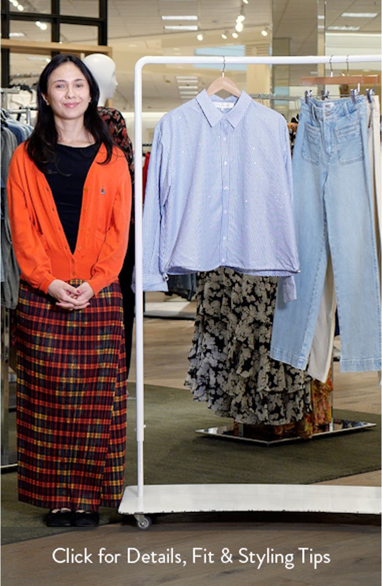 Rhinestone Elastic Waist Button-Up Shirt, sales video thumbnail