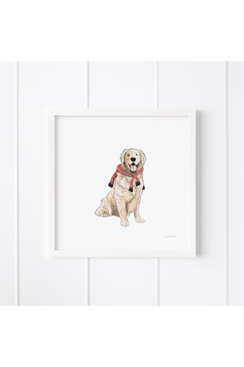 Preppy Golden Retriever Framed Museum Quality 12" x 12" Art Print, Main, color, Multicolored